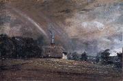 Landscape study,cottage and rainbow John Constable